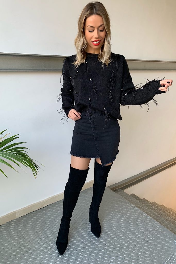 outfit con falda negra
