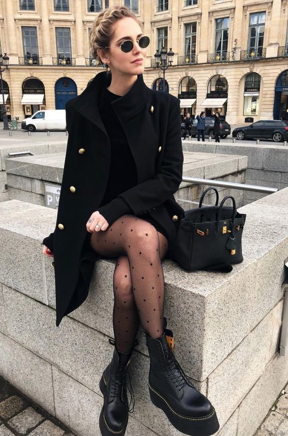 outfit negro sexy de invierno